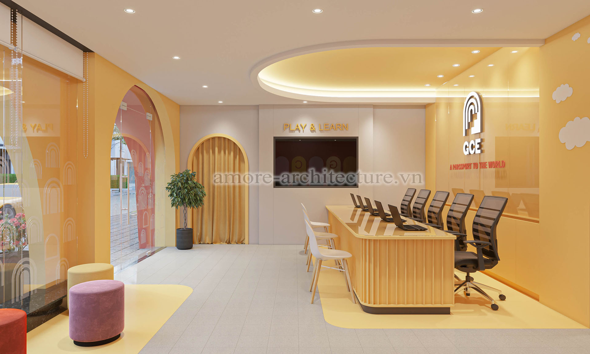 Thiết kế nội thất trung tâm tiếng anh