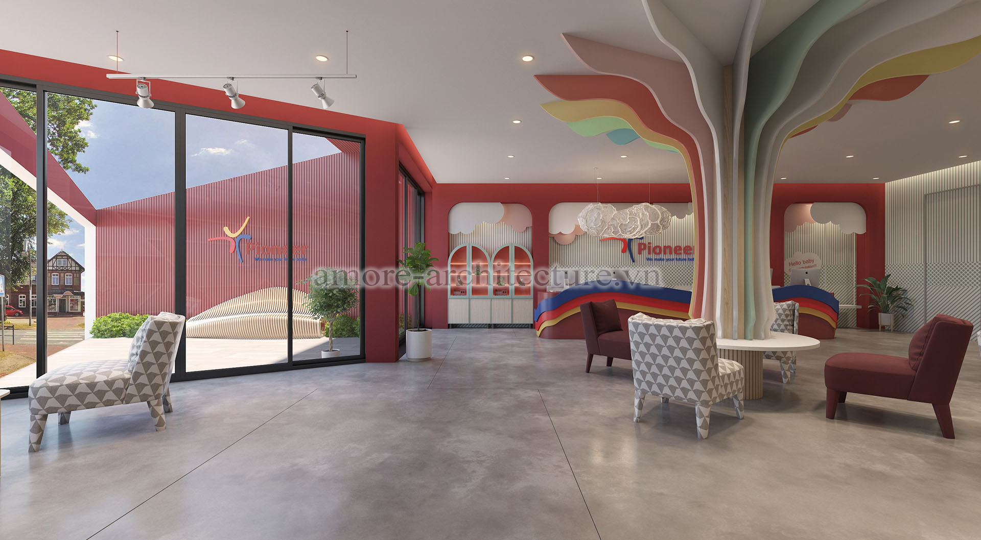 Thiết kế nội thất trung tâm tiếng anh